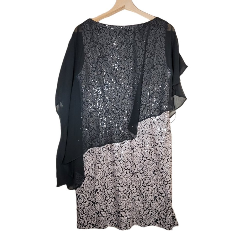 Jessica Howard Sequin & Chiffon Cocktail Shift Dress Women's 14 Petite - Picture 2 of 3